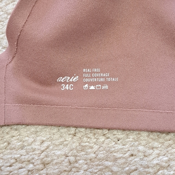 Aerie Real Free Bra 34C Women's Full Converage Bra Rose Pink/Brown - Picture 6 of 8